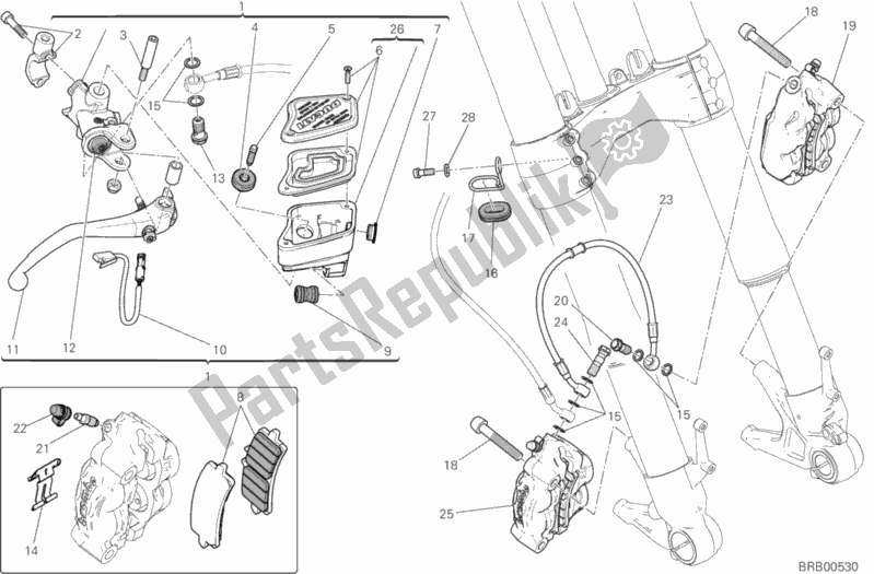 All parts for the Front Brake System of the Ducati Diavel Xdiavel S USA 1260 2016